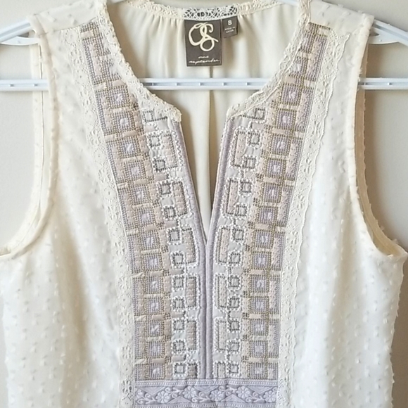 Anthropologie embroidered chiffon tank top tunic - Picture 2 of 4